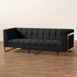 Ambra Velvet Upholstered And Button Tufted Sofa Black/Gold - Baxton Studio 16 Ambra Velvet Upholstered And Button Tufted Sofa Black/Gold - Baxton Studio -Furniture Sale Store GUEST 269a8410 3143 4272 ae90 3193fe8a8e6f