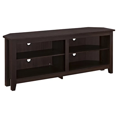 Transitional 4 Cubby Wood Open Storage Corner TV Stand For TVs Up To 65" - Saracina Home 7 Transitional 4 Cubby Wood Open Storage Corner TV Stand For TVs Up To 65" - Saracina Home - Image 7