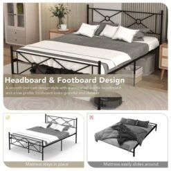 Costway Full/Queen Size Metal Platform Bed Frame W/ Headboard Mattress Foundation 15 Costway Full/Queen Size Metal Platform Bed Frame W/ Headboard Mattress Foundation -Furniture Sale Store GUEST 27e93499 5e54 4257 a1ac 3a3f4d89fbf6