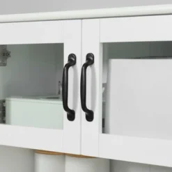 HOMCOM Freestanding Kitchen Pantry, 4-Door Buffet Cabinet With Hutch, Coffee Bar With Adjustable Shelves, 63.5 Inches, White -Furniture Sale Store GUEST 280f6d6f 7549 46dc 9872 58e221f9506c