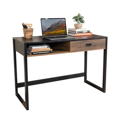 Oslo Contemporary Studio Workstation Desk With Drawer Black/Brown - Danya B. 9 Oslo Contemporary Studio Workstation Desk With Drawer Black/Brown - Danya B. - Image 9