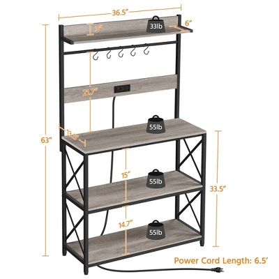 Yaheetech 63″ H Kitchen Baker’s Racks With 2 AC Outlets, 4-Tier Microwave Oven Stand 2 Yaheetech 63″ H Kitchen Baker’s Racks With 2 AC Outlets, 4-Tier Microwave Oven Stand - Image 2