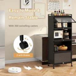 Costway 5-Tier Kitchen Baker's Rack Storage Cabinet Mobile Microwave Stand Flip-up Doors -Furniture Sale Store GUEST 292a52b7 47b2 4f14 b246 c22b8df21990