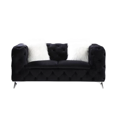 68" Phifina Sofa Black Velvet - Acme Furniture 2 68" Phifina Sofa Black Velvet - Acme Furniture - Image 2