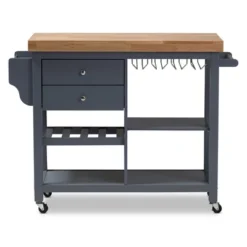 Sunderland Coastal And Farmhouse Natural Wood Kitchen Cart Gray, Light Brown - Baxton Studio -Furniture Sale Store GUEST 2953e0ab edac 491a 9371 6e7a8954ce2d