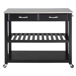 Stainless Steel Top Kitchen Cart/Island With Optional Stool Storage - Crosley