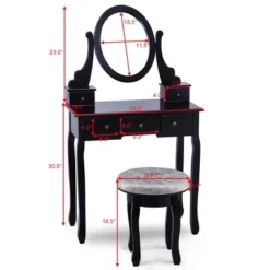 Costway Vanity Table Makeup Table Cushioned Mirror 5 Drawers Black -Furniture Sale Store GUEST 29fc8a84 2f95 4cc4 b1c3 d49d8cda55a3