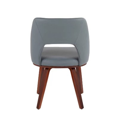 Set Of 2 Triad Bamboo/Faux Leather Upholstered Dining Chairs Walnut/Gray - LumiSource 4 Set Of 2 Triad Bamboo/Faux Leather Upholstered Dining Chairs Walnut/Gray - LumiSource - Image 4