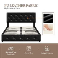 Yaheetech Upholstered Faux Leather Bed Frame With Adjustable Headboard -Furniture Sale Store GUEST 2b0f6183 3700 4777 8564 e45e4dca192d