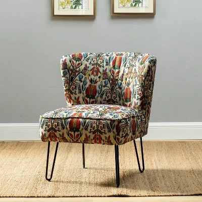 Bernarda Living Room Armless Accent Chair With Floral Pattern | Karat Home-FLORAL 1 Bernarda Living Room Armless Accent Chair With Floral Pattern | Karat Home-FLORAL