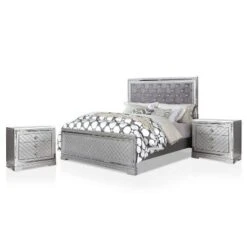3pc Tenaya Bed With 2 Nightstands Set Silver/Gray - HOMES: Inside + Out 33 3pc Tenaya Bed With 2 Nightstands Set Silver/Gray - HOMES: Inside + Out -Furniture Sale Store GUEST 2b60a64f 00af 4dd7 8a3c c36e41c56836