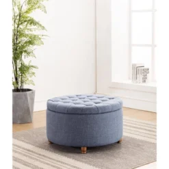 Large Round Tufted Storage Ottoman With Lift Off Lid - WOVENBYRD -Furniture Sale Store GUEST 2b675854 f87a 4497 ada7 952475c64e96