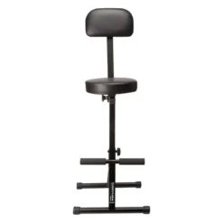 Odyssey DJ Musician Performer Chair Seat Padded Portable Stool With 300 Pound Weight Limit, Adjustable Height, And Back Rest, Black