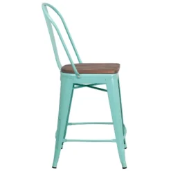 Merrick Lane 24" Metal Indoor-Outdoor Counter Stool With Vertical Slat Back, Integrated Footrest And Wood Seat 12 Merrick Lane 24" Metal Indoor-Outdoor Counter Stool With Vertical Slat Back, Integrated Footrest And Wood Seat -Furniture Sale Store GUEST 2b800951 ba3c 420a 94ac 9e553bbf2826