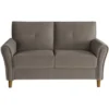Dunleith Modern Contemporary Velvet Tufted Loveseat In Brown And Walnut - Lexicon