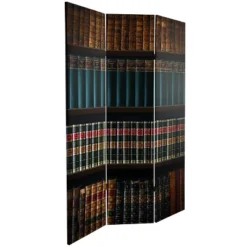 6" Double Sided Library Canvas Room Divider Brown - Oriental Furniture -Furniture Sale Store GUEST 2bc490b5 f48d 490e 8060 e9ae9f282e91