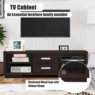 Costway TV Stand Entertainment Center Hold Up To 65'' TV With Storage Shelves & Drawers 4 Costway TV Stand Entertainment Center Hold Up To 65'' TV With Storage Shelves & Drawers - Image 4