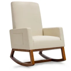 Tangkula Mid Century Rocking Chair Comfortable Rocker Modern High Back Armchair Beige 15 Tangkula Mid Century Rocking Chair Comfortable Rocker Modern High Back Armchair Beige -Furniture Sale Store GUEST 2c42a513 1f6f 4516 a605 98a15b5dffe3