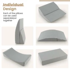 Costway 4-in-1 Convertible Folding Sofa Bed Floor Futon Sleeper Couch Chair Single Grey -Furniture Sale Store GUEST 2ca24922 cee0 44a9 92c2 e1fc78267442