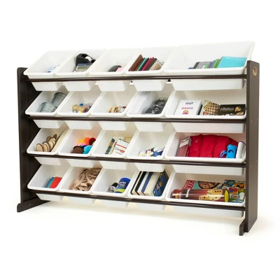 Extra Large Toy Storage Organizer With 20 Storage Bins Espresso/White - Humble Crew 4 Extra Large Toy Storage Organizer With 20 Storage Bins Espresso/White - Humble Crew - Image 4