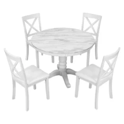 5-Piece Solid Wood Dining Table And Chairs Set, White - ModernLuxe -Furniture Sale Store GUEST 2e61666e c0f2 41d6 bfe5 511c313dba02