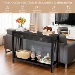 Costway Console Table Storage Shelf Modern Sofa Table W/ Drawer Entryway Hallway BlackCherry -Furniture Sale Store GUEST 2f39ddfb 1c21 469a ac12 cc078bfbaeaf