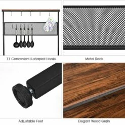 Costway 4-Tier Kitchen Bakers Rack Microwave Oven Stand Industrial W/Hooks & Mesh Panel -Furniture Sale Store GUEST 305d9aea b7a1 4f51 93bb 610ac3d83c4d
