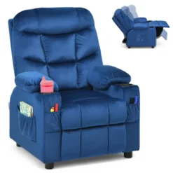 Costway Kids Youth Recliner Chair Velvet Fabric W/Cup Holder & Side Pocket Blue/Pink 22 Costway Kids Youth Recliner Chair Velvet Fabric W/Cup Holder & Side Pocket Blue/Pink -Furniture Sale Store GUEST 31e1dff7 8e39 4da7 a9d4 d8eee200cf8b