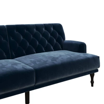 Lyla Upholstered Velvet Futon Blue - Room & Joy 7 Lyla Upholstered Velvet Futon Blue - Room & Joy - Image 7