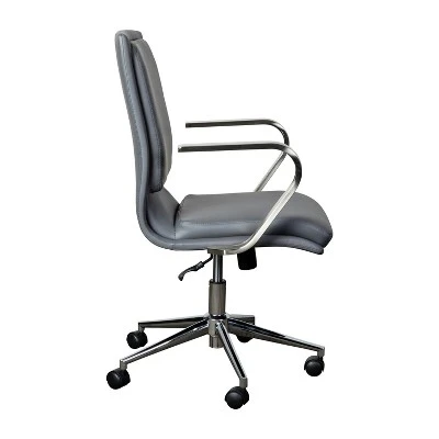 Emma And Oliver Modern Upholstered Mid-Back Home Office Chair With Arms And 5 Star Base 9 Emma And Oliver Modern Upholstered Mid-Back Home Office Chair With Arms And 5 Star Base - Image 9