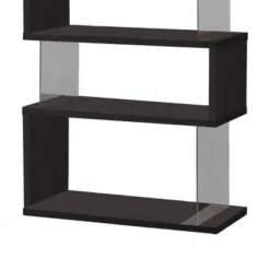 Coaster Home Furniture Contemporary Asymmetrical 63 Inch Durable Snaking Home Living Room 5 Shelf Bookshelf With Tempered Glass Support, Black -Furniture Sale Store GUEST 325d257c b297 42eb a03f 4252f07452cb