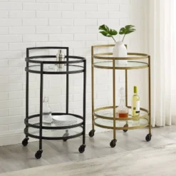 Bailey Round Bar Cart Matte Black - Crosley -Furniture Sale Store GUEST 32996643 975a 49f1 9506 c05586400766