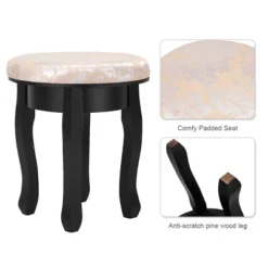 Costway Vanity Table Makeup Table Cushioned Mirror 5 Drawers Black -Furniture Sale Store GUEST 331074cf 79cb 4e02 a4ef 1f2c5fe7b616