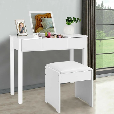 Costway White Vanity Dressing Table Furniture Stool Storage Box 6 Costway White Vanity Dressing Table Furniture Stool Storage Box - Image 6