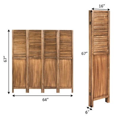Costway 4 Panel Folding Privacy Room Divider Screen Home Furniture 5.6 Ft Tall Brown 1 Costway 4 Panel Folding Privacy Room Divider Screen Home Furniture 5.6 Ft Tall Brown