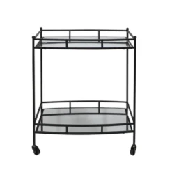 28" Rectangular Metal 2 Tier Bar Cart Black - Sagebrook Home