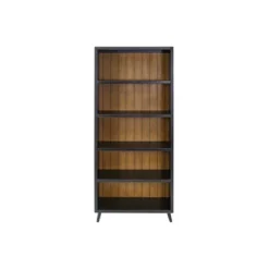 72" Payton Mid-Century Open Bookcase Office Shelving Black - Martin Furniture