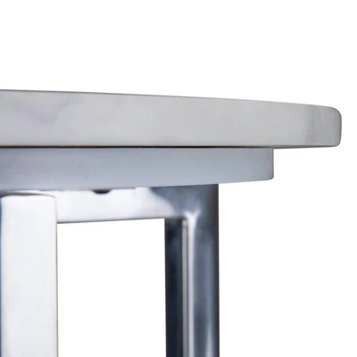 18" Farnell Contemporary Wide Metal Accent Side Table With Chrome Base White/Silver - WyndenHall 5 18" Farnell Contemporary Wide Metal Accent Side Table With Chrome Base White/Silver - WyndenHall - Image 5
