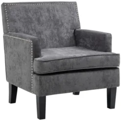 HOMCOM Modern Accent Chair, Upholstered Living Room Chair With Solid Wood Legs And Nailhead Trim, Armchair -Furniture Sale Store GUEST 3495468f 4c6d 41db 843d 89081e9e149a