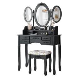 Tangkula Tri-Folding Mirror Vanity Makeup Set Dressing Table & Stool Unit W/ 7 Drawer 10 Tangkula Tri-Folding Mirror Vanity Makeup Set Dressing Table & Stool Unit W/ 7 Drawer -Furniture Sale Store GUEST 34be8de6 67bf 4a2a bc71 b4114b5cd2a1