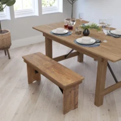 Merrick Lane Antique Solid Pine Folding Farmhouse Style Bench -Furniture Sale Store GUEST 34ed3348 b770 4e1a 9648 75ec318f40a5