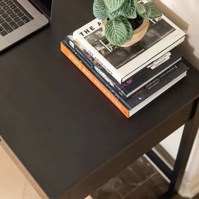 Oslo Contemporary Studio Workstation Desk With Drawer Black/Brown - Danya B. 4 Oslo Contemporary Studio Workstation Desk With Drawer Black/Brown - Danya B. - Image 4