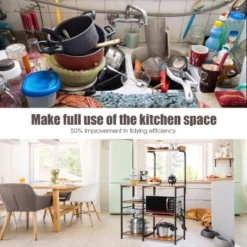 Costway 4-Tier Vintage Kitchen Baker's Rack Utility Microwave Stand W/ Basket & 5 Hooks 17 Costway 4-Tier Vintage Kitchen Baker's Rack Utility Microwave Stand W/ Basket & 5 Hooks -Furniture Sale Store GUEST 35d07c6d a2e8 421e afce 68a26e7dc0e2