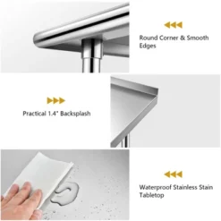 Costway Stainless Steel Table For Prep & Work W/ Backsplash -Furniture Sale Store GUEST 3635c4ff fdd3 40f0 a476 6282d61078f8