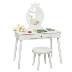 Costway Kids Vanity Makeup Table & Chair Set Make Up Stool Play Set For Children -Furniture Sale Store GUEST 36659d8c 4da3 4f57 88aa 0314429aff4c