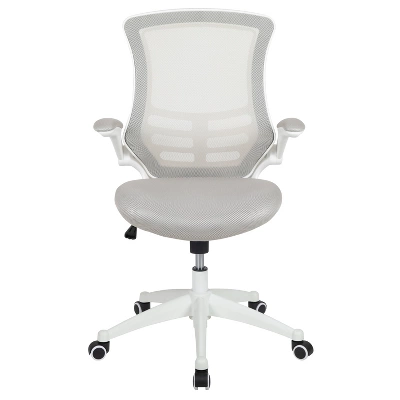 Emma And Oliver Mid-Back Light Gray Mesh Ergonomic Task Office Chair, White Frame - Flip-Up Arms 2 Emma And Oliver Mid-Back Light Gray Mesh Ergonomic Task Office Chair, White Frame - Flip-Up Arms - Image 2