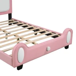 Full/Twin Size Upholstered Rabbit-Shape Princess Platform Bed, White+Pink-ModernLuxe -Furniture Sale Store GUEST 36b0137f 1f43 43ea 8c10 c7ab4d30e971