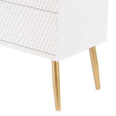 Modern 3 Drawer Wooden Chest With Knob Pulls White - Olivia & May 3 Modern 3 Drawer Wooden Chest With Knob Pulls White - Olivia & May - Image 3