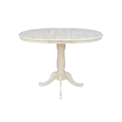 36" Round Extendable Table With 12" Drop Leaf Unfinished - International Concepts 4 36" Round Extendable Table With 12" Drop Leaf Unfinished - International Concepts - Image 4