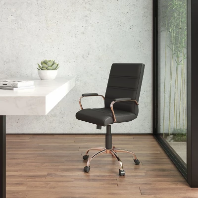 Emma And Oliver Mid-Back Executive Swivel Office Chair With Metal Frame And Arms 1 Emma And Oliver Mid-Back Executive Swivel Office Chair With Metal Frame And Arms